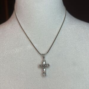 Sterling Silver CZ Cross Necklace